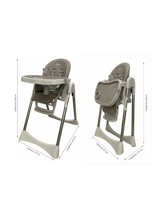 Milluna Andromeda Foldable Baby Highchair with Adjustable Height Gray