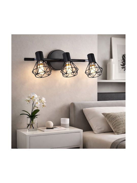 Alista Home Triplu Spot cu Soclu E14 în Culoare Negru