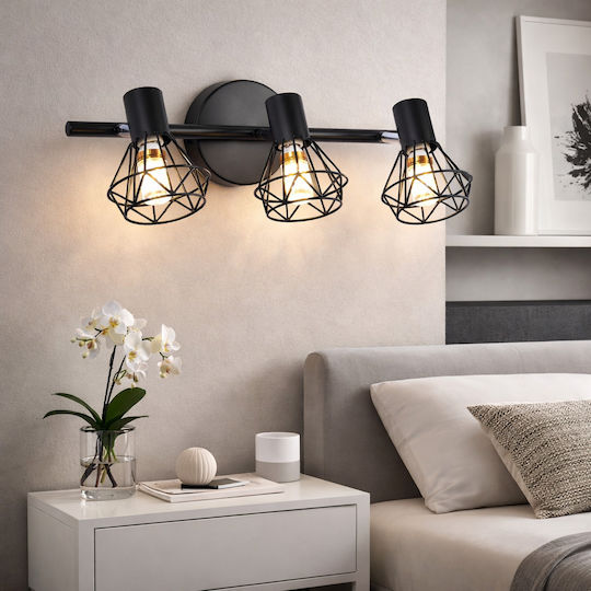 Alista Home Triplu Spot cu Soclu E14 în Culoare Negru