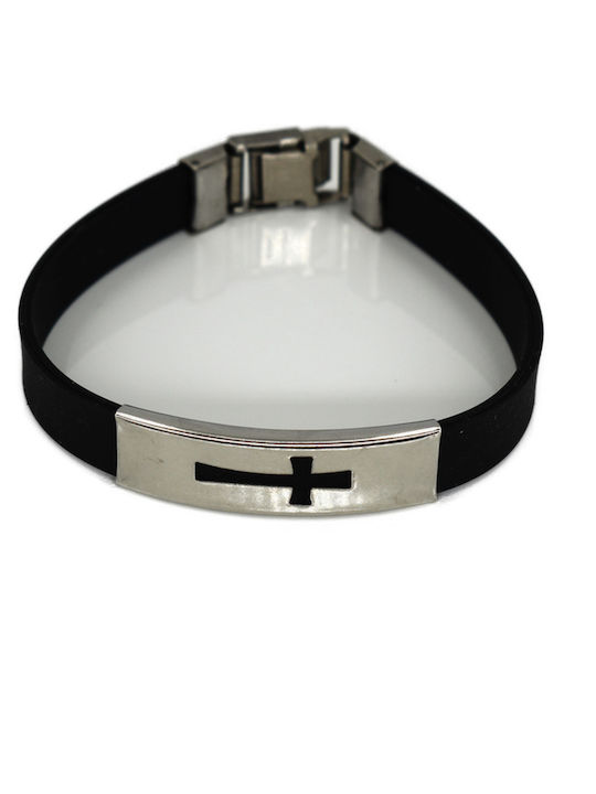 Elegant Men's Bracelet with Cross Design Made of Leather 22cm