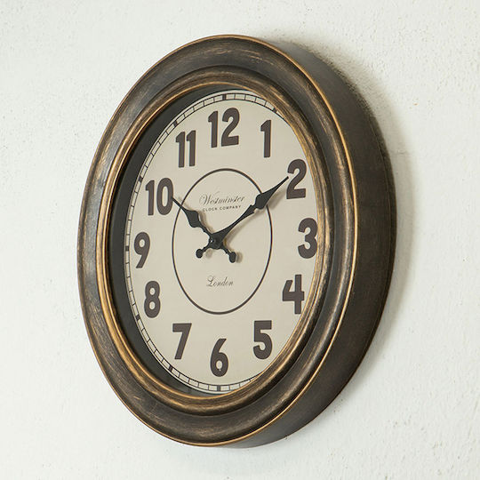 Antikes Wanduhr Kunststoff Bronze Ø40cm