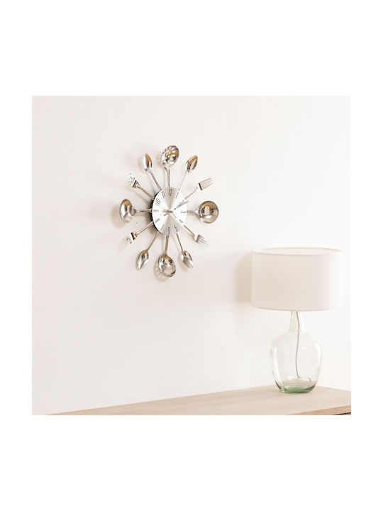Atmosphera Cutlery Silent Wall Clock Metallic Silver Ø38cm
