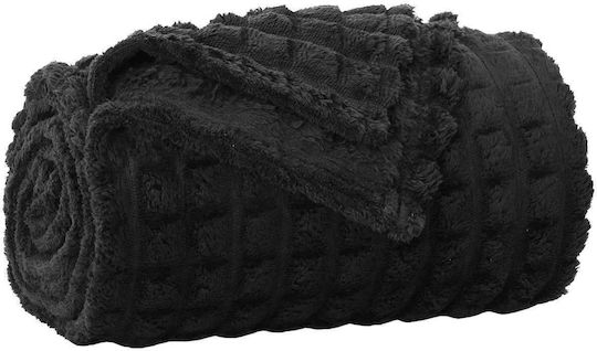 vidaXL Κουβέρτα Fleece Μονή 150x130εκ. Μαύρο