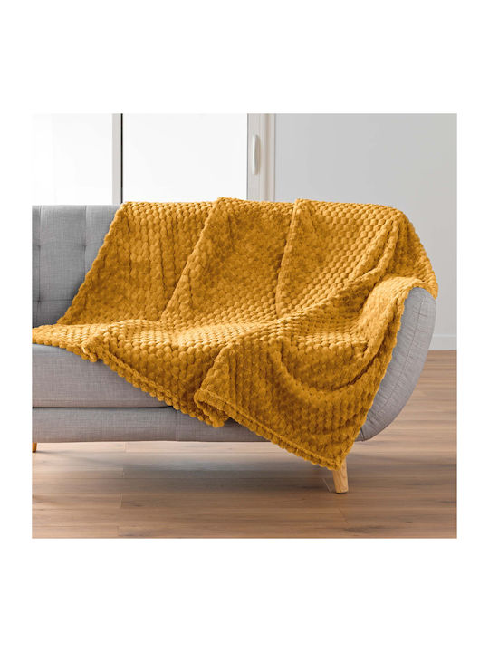 Atmosphera Douceur D'intérieur Mini Frosty Armchair Throw Fleece 125x150cm Ochre