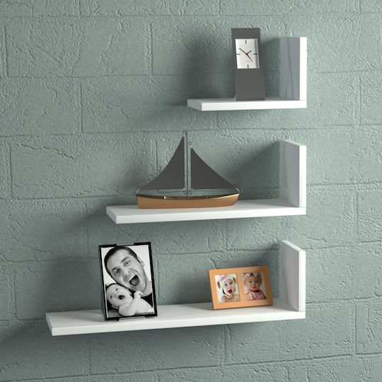 Atlas Wall Shelves White 3 Pieces 60x14.5x16.3 cm