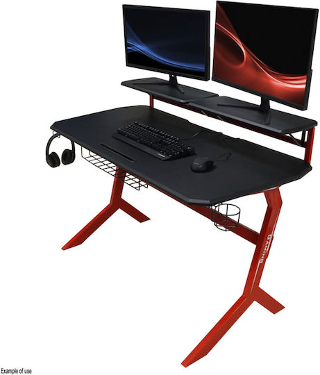 Spielbüro Gaming Holz Schwarz/Rot mit Metallbeinen 130x70x92.5cm