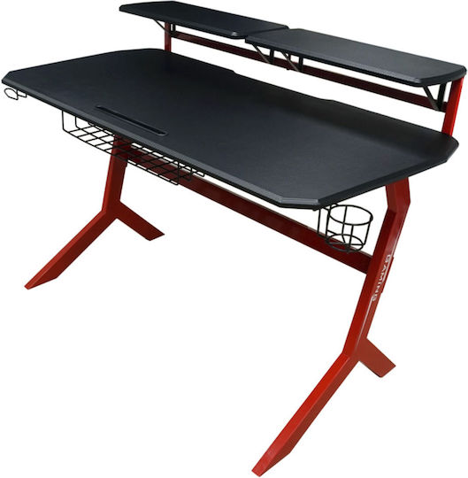 Spielbüro Gaming Holz Schwarz/Rot mit Metallbeinen 130x70x92.5cm