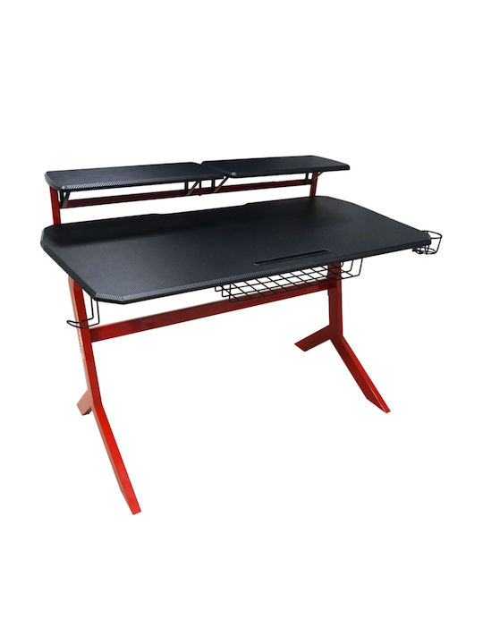 Gaming Office Wooden Black Red with Metal Legs 130x70x92.5cm