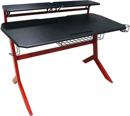 Spielbüro Gaming Holz Schwarz/Rot mit Metallbeinen 130x70x92.5cm
