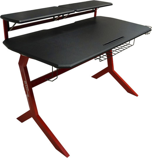 Spielbüro Gaming Holz Schwarz/Rot mit Metallbeinen 130x70x92.5cm