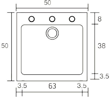 Sanitec Classic Drop-In Spüle aus Verbundgranulat B50xT50cm Granite Blue