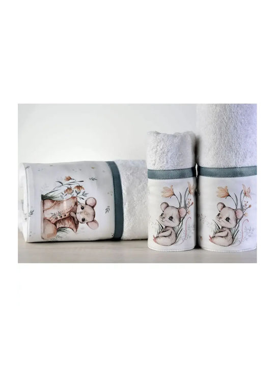 Down Town Home Σετ Βρεφικές Πετσέτες 3τμχ White Βάρους 600gr/m²
