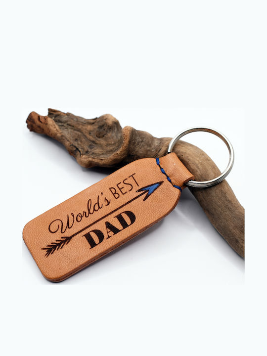 World's Best Dad Handmade Leather Keychain