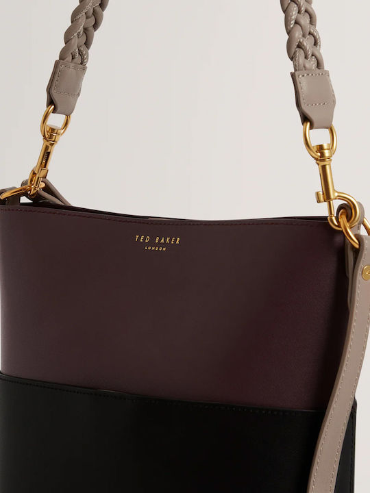 Colourblock Leather Women's Bag Handbag Burgundy