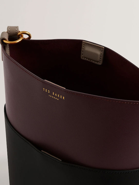 Colourblock Leather Women's Bag Handbag Burgundy