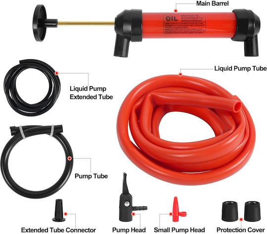 Pompă Manuală de Transfer Lichide cu 2 Furtunuri 130cm Adaptoare Incluse Umflare Anvelope Bicicletă Mingi Bărci Gonflabile Transfer Vin Combustibili Ulei