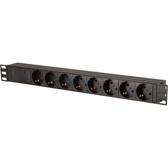 Logilink Pdu 1u 19 Inch Rack 8 Prize Schuko Intrare Schuko Max 16 A Protecție Supratensiune Ip20 2 M Negru "pdu8c04" Ștampilă Verde 0.8 Lei