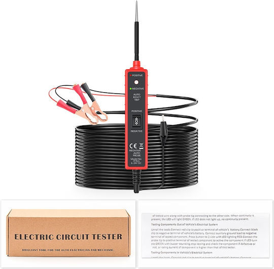 Tester Multifuncțional Portabil Circuite Auto 6v-24v Dc Cablu 5 Metri Protecție Supratensiune 8a Test Polaritate