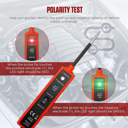 Tester Multifuncțional Portabil Circuite Auto 6v-24v Dc Cablu 5 Metri Protecție Supratensiune 8a Test Polaritate
