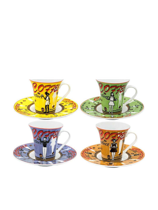 Art et Lumiere Perfect Set of Cups Espresso Enamel Multicolored 90ml 4pcs
