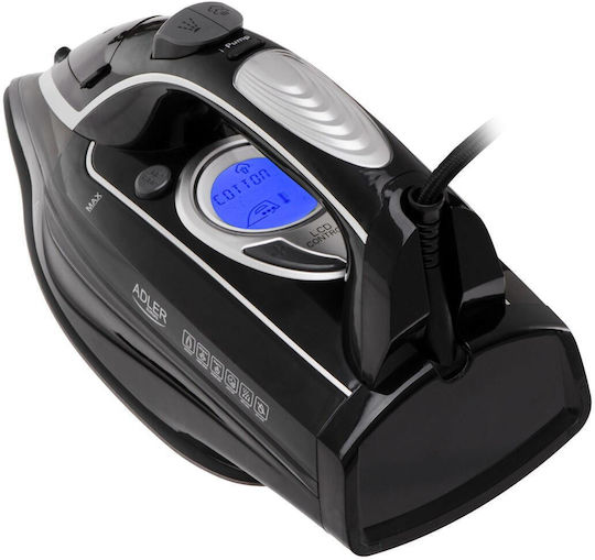 Adler Steam Iron 3000W with Ceramic Plate and Continuous Steam Supply 65g/min