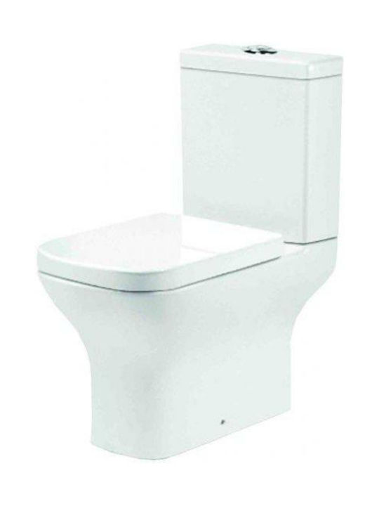 Gloria Set Suite Stehende Toilette Randlos mit Spülung mit Deckel Sanftes Schließen Weiße