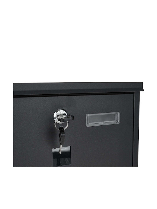 Geko Compartiment Cutie Poștală Metalică în Culoarea Negru 34x30.7x10cm