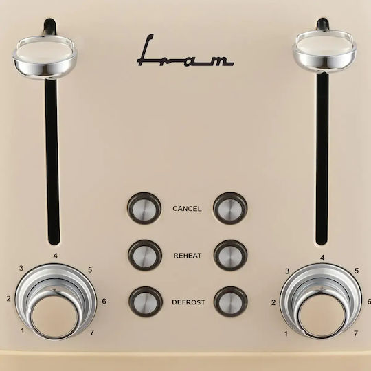 Fram Fram FTP-800CR Φρυγανιέρα 4 Θέσεων 1600W Μπεζ