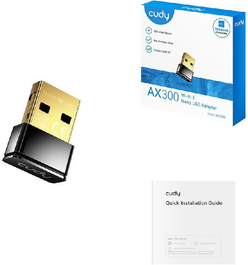 Cudy WU300 USB Network Adapter with Wireless Wi-Fi Connection 286Mbps
