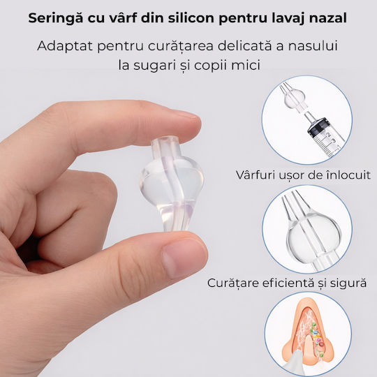 Set Complet Pentru Spălare Nazală Bebeluși Copii Kidizi Include 2 Seringi Pentru Spălare Nazală 2 Vârfuri De Schimb O Perie De Curățare