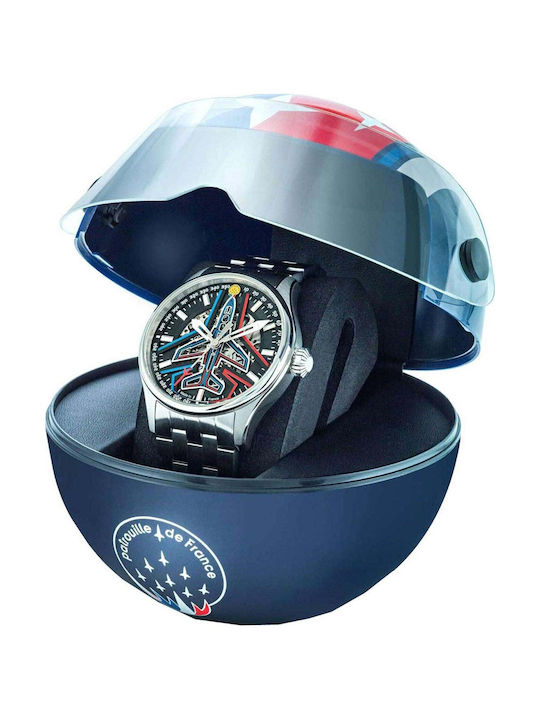 Patrouille De France Athos Herrenuhr Automatisch mit Gray Metallarmband