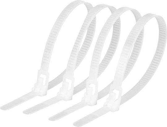 Durable White Cable Tie Set 100 Pcs 20 X 4.8 Cm