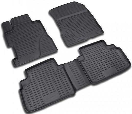 Novline Satz Vorder- und Hintermatten Wannenartig 4Stück aus Gummi für Honda Civic 4D 2006+ Schwarz