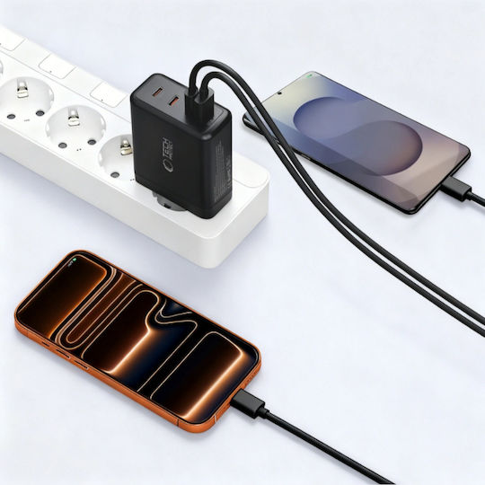 Tech-Protect Charger Without Cable GaN with USB-A Port and 3 USB-C Ports 120W Power Delivery / Quick Charge 3.0 Blacks (NC120W-GAN)