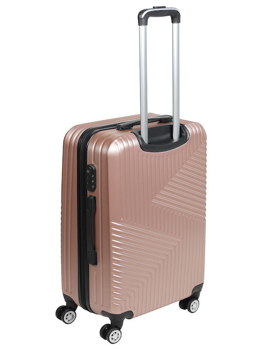 Keskor Medium Travel Suitcase Pink Gold with 4 Wheels Height 66cm