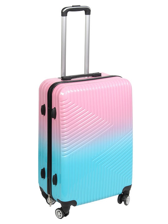 Keskor Medium Light Blue Pink Suitcase With 4 Wheels Height 66cm