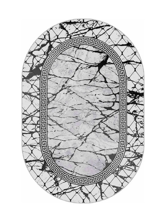 Oval Living Room Rug Elegant Pattern Modern Spaces Gray 80cmx150cm