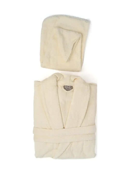 SteweHome Damen Bademantel Handtuch Haar Creme Baumwolle