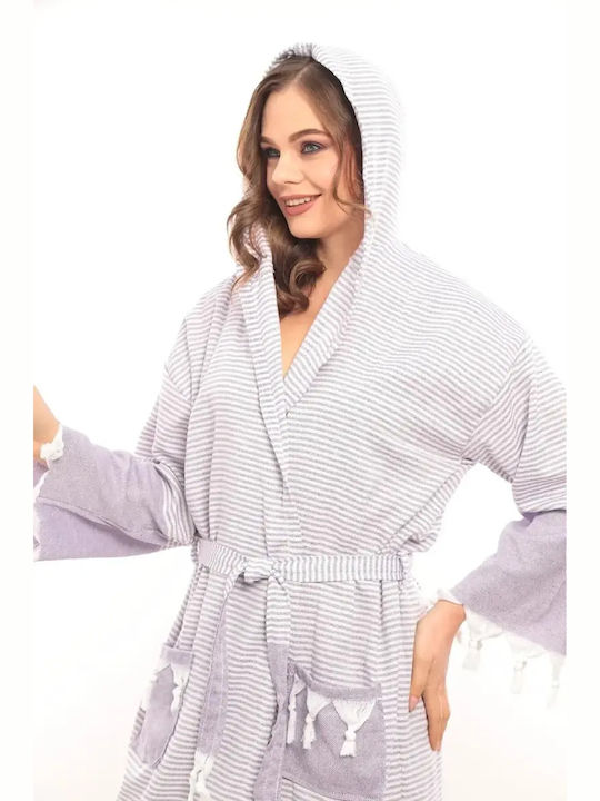 Halat De Baie Pentru Femei Somon Cu Glugă 100% Bumbac De Vară