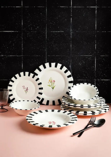 Set de Vase din Porțelan Negru STE-004085-P4085 24buc Set de Vase din Porțelan Negru STE-004085-P4085 24buc