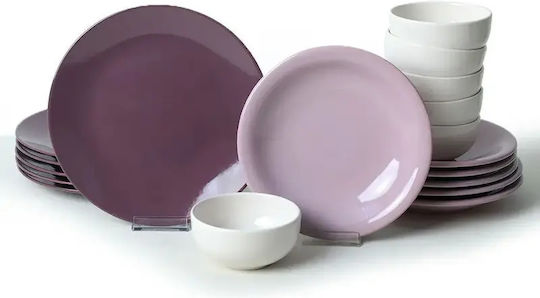 SteweHome Geschirrset Purple Mix Porzellan 18 Stück Lila 27x27cm