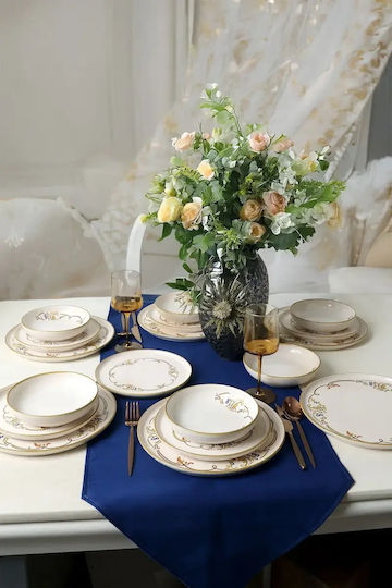 Dinnerware Set Bronze Bloom 18 Pieces 6 Persons Gold Details 28 × 28 Cm