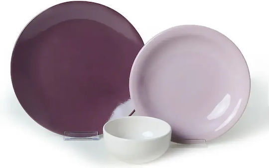 SteweHome Geschirrset Purple Mix Porzellan 18 Stück Lila 27x27cm