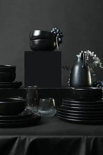 Set Farfurii Mat Negru Estetică Modernă Stil Elegant 27x27 Cm Set Farfurii Mat Negru Estetică Modernă Stil Elegant 27x27 Cm