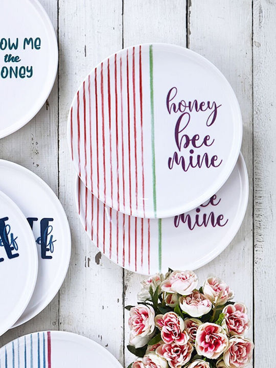 Set 6 Pieces Dessert Plates Fireproof Colorful Stripes 20x20cm