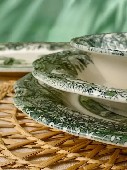 Set Farfurii Porțelan 24 Bucăți Set De Mese Peisaje Smarald Pentru 6 Persoane 25x25cm