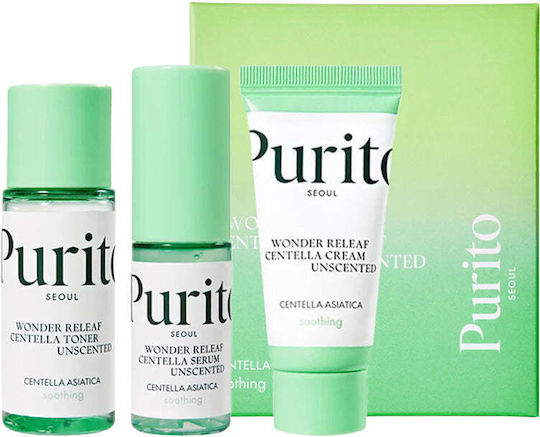 Purito Centella Unscented Mini Hautpflegeset für Feuchtigkeitsspendend 3Stück