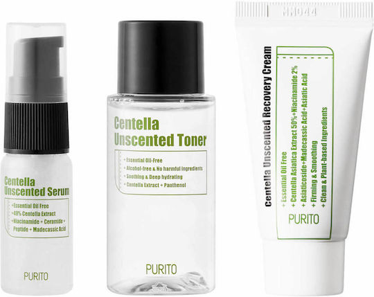 Purito Centella Unscented Mini Hautpflegeset für Feuchtigkeitsspendend 3Stück