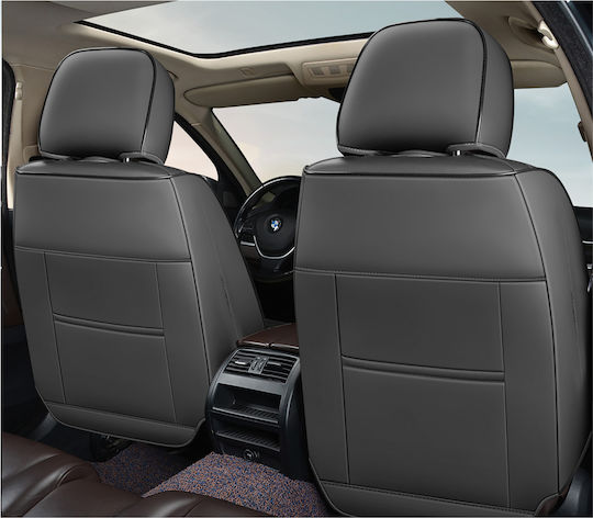 Huse Premium Pentru Scaune Auto 5 Locuri Carguard Deluxe Din Piele Ecologică Perforată Textile Negru Alb