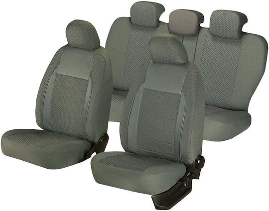 Комплект Калъфи За Автомобилни Седалки Elegance Edition V2 Текстилен Материал Еко Кожа Вложки 11 Броя Сиви